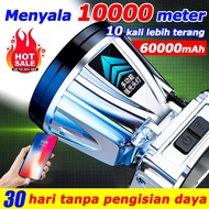 ⭐99900000W⭐30 hari tanpa pengisian daya Lampu sorot 100Watt senter kepala led cas tahan Senter Berke