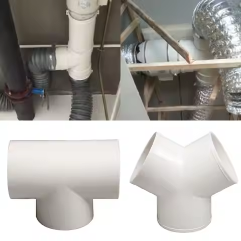 New PVC Exhaust Duct Connector T/Y Shape 100/150/200mm Extractor Fan Ventilation Duct Coupler Splitt