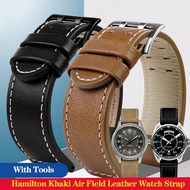 20mm 22mm Genuine Leather with Nails Watchband For Hamilton Khaki  H77616533 H70615733 Series Men's 