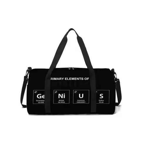 Periodic Table of Elements 2D Flat Cartoon School Travel Bag Large Capacity Luggage Bag Best Gift fo