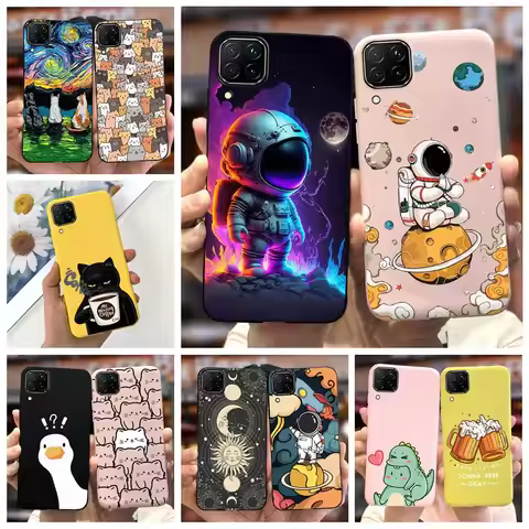 For Huawei P40 Lite Case Nova 7i Cute Astronauts Cartoon Cover Soft Silicone Phone Case For Huawei N