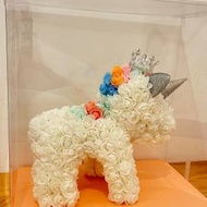 Rose Unicorn (包皇冠LED燈) 禮盒玫瑰獨角獸 聖誕 永生玫瑰花獨角獸寶寶 - 嬰兒白...