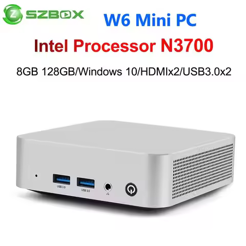 SZBOX W6 Mini PC Intel Processor N3700 MINI PC Windows 10 8GB 128GB M.2 SATA SSD 4K HDMIx2 USB3.0x2 