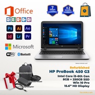 Laptop HP PROBOOK 450 G3 15.6" i5-6th Gen 8GB/256GB  12 Months Warranty