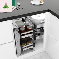 FUGO Little Monster Corner Basket Linked Kitchen Cabinet Rotating Stainless Steel Damping Cabinet Dr