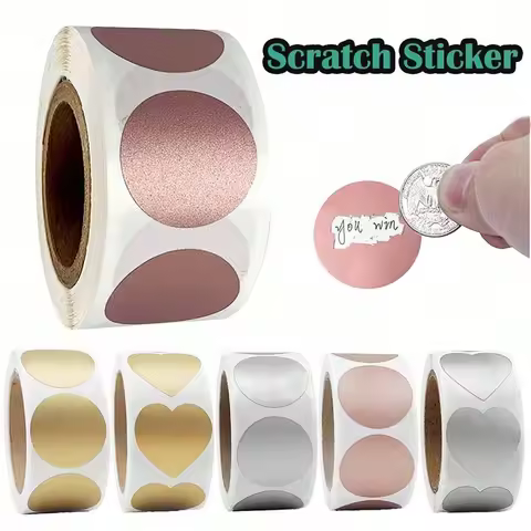 300Pcs Waterproof Scratch Stickers 2.5cm/1.0inch per Roll for Promotion Lottery Games Fun Hidden Inf