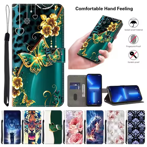 3D Painted Patterns Wallet Flip Leather For Motorola Moto E15 E14 E13 E20 E30 E40 E22 E22i E32 E32s 