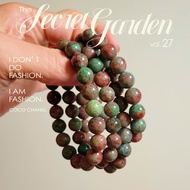 Two-Color Garnet Red Green Crystal Bracelet 5-14 Mi Pure Natural Unoptimized Energy Five Elements Bo