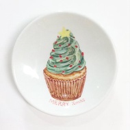 聖誕樹奶油杯子蛋糕 -【可客製文字】- 聖誕手繪小碟