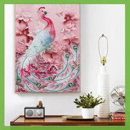 Diy Lukisan Diamond 5D Dengan Gambar Burung Merak Warna Pink Untuk