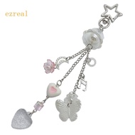 ez Fashion Heart Butterfly Charm Pendant Chain Phone Strap Pocket Keychain Strap Hanging Decoration for Keys Bag Purse