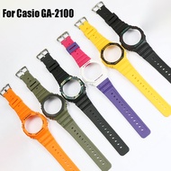 Silicone watch strap for casio GA-2100 watch strap and case bezel bands Replacement for casio g-shoc