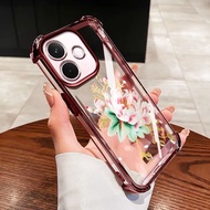 VRQR Cover for Oppo A5i A5 Pro 5G 4G A5X A5i A5 4G 5G Purple Pink Flower Shockproof Transparent Phon