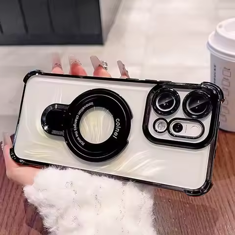 Transparent Shockproof Magnetic Bracket Phone Case For Xiaomi POCO M7 X7 F7 C85 15T 14T Pro Redmi 15