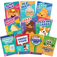 LotFancy Card Games for Kids, 10 Decks, Go Fish, Old Maid, Crazy Eights, Memory Match, Slap Jack, An