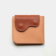 【上帝左手的籌碼】植鞣牛皮錢包 原色X棕色短夾 零錢 卡夾 刻字