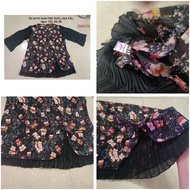 SMK35 [99% NEW] Women's Korean Chiffon Shirt Size XXL - Little Floral Blouse with Pleated Silk Chiff