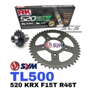 SYM Sprocket Set TL500 RK 520 KRX X-Ring Black Chain Gold Chain Rantai Xring Motor Gear TL500 SYM500