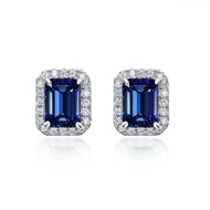 Square Clad Sapphire Earrings Earrings High Carbon Diamond Cross-Border New Product Full Diamond Ste