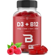 NutraChamps Vitamin D3 & B12, Methyl B12 Gummies for s & Kids, Enhanced with Vitamin D 3 & B9 Vitami