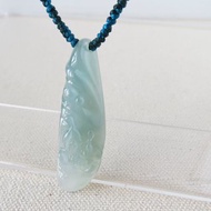 本命年【出水芙蓉】冰種蓮花翡翠絲光編織項鍊*SA38*招財、避邪