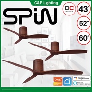 Spin Savannah 43" / 52" / 60"  Smart Walnut Grain Designer DC Ceiling Fan with Optional LED