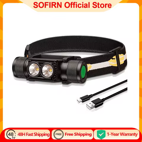 SOFIRN H25L USB Rechargeable 1000LM Headlamp with 18650 Battery Dual TN-3535 90CRI 5000K Head Flashl