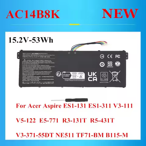 New AC14B8K 15.2V Battery For Acer Aspire ES1-131 ES1-311 V3-111 V5-122 E5-771 R3-131T R5-431T V3-37