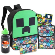 Backpack with Lunch Bag Set - Minecraft School Backpack Set Bundle with 16” Minecraft Backpack, Mine