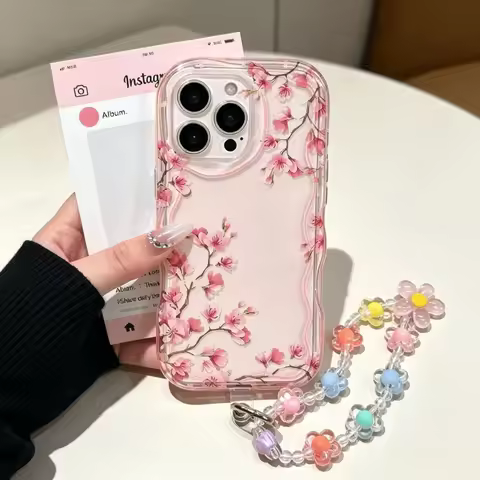 Pink Flower Peony Bracelet Case For Honor 400 Pro 600 Lite 200 MAGIC 7 90X6D X8D X5C X9D X7D X8C X9B