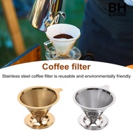 【BH】Coffee Filter Stainless Steel Pour Over Coffee Dripper Reusable Paperless Coffee Cone Filter for Home