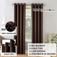 B25Ready Made Curtain 90%Blackout Siap Jahit Langsir(Free Eyelet/Ring)Langsir RAYA Kain Tebal 100%Polyester Blackout