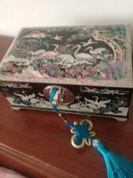 嵌螺珍珠母貝 夜光螺鈿 韓國進口含化妝鏡子漆器首飾盒 珠寶收納盒  鴛鴦花鳥蝶