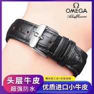 Omega Strap Genuine Leather Adapt to Butterfly Pegasus 300 Men Women Pin Buckle Speedmaster Waterproof Cowhide 19/20mm