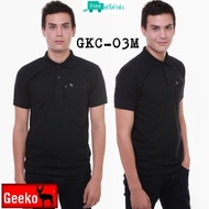 เสื้อโปโล ( polo shirt )แบรนด์ Geeko ตรากวาง สีพื้นชาย สีดำ gkc - 03M