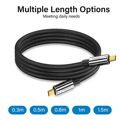 0.3m 0.8m 1m 1.5m Long Type C Thunderbolt 4 Cable 8K60Hz 40Gbps Data PD 100W USB 4.0 USB3.1/3.0 Cabl