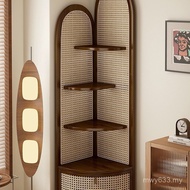 Solid Wood Cabinet Triangle Shelf Corner Cabinet Floor Rattan Corner Storage Cabinet Dining Side Cab