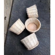 Mini pot basket with plywood base, size 12cm