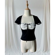 Black coquette shirt with white collar