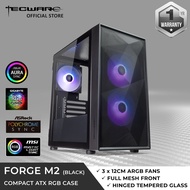 Tecware Forge M2 mATX case, 3 x 12cm ARGB sync fans, Mesh front panel and swivel TG [ 2 Color Options ]