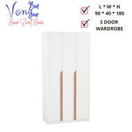 Von Bonjour MANDO Wardrobe With 3 Doors Almari Baju Almari Pakaian Modern Scandinavian Minimal Desig