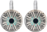 1 Pair (Qty 2) of Kicker 6.5" 2-Way 195 Watts Max Power Coaxial Marine Audio Multicolor LED Speakers with White Salt Water Grilles, 6.5" Marine Tower Speaker Enclosures (Pair) - White