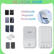 20000mah Magnetic Powerbank with Cable Mini Wireless Powerbank Portable PD20W Fast Charging For iPhone