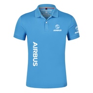 2024 New2024 New Solid Color Men AIRBUS AVIATION Flight Lapel  Polo Shirt Bare Stand Collar T-shirt 