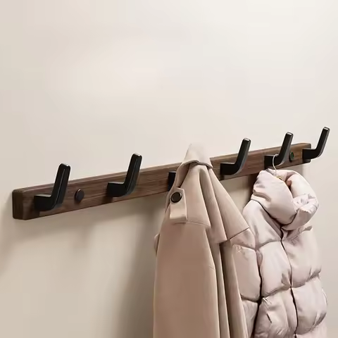 Walnut wood clothes hanging hook without punching wall hanging cap holder door hanging hook key hook
