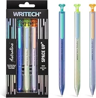 WRITECH Gel Pens Black Ink: Sleek Metal Barrel Pen Fine Point 0.7mm Retractable 3ct No Smear Quick D