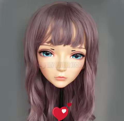 (CHUN-2)Female Sweet Girl Resin Half Head Kigurumi BJD Eyes Crossdress Cosplay Japanese Anime Role L