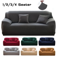 Sofa Cover 1 2 3 4 Seater Slipcover L Shape Sofa Seat Elastic Stretchable Couch Universal Sala Sarung Anti-Skid Stretch Protector Slip Cushion with Free Pillow Cover and Foam Stick
