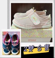 #21cm 2️⃣雙~二手IFME萌娃 粉花水涼鞋 室內鞋 +二手故事鞋 合售（送全新鞋墊）單件250含運