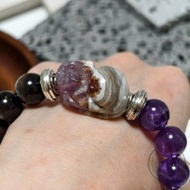 【Dream Crystal Art】紫極星輝 - 敦煌極光瑪瑙貔貅紫水晶手串